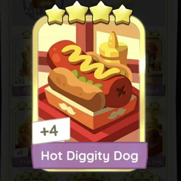 "Golden Blitz"  Hot Diggity Dog  ,Monopoly Go Sticker Set15
